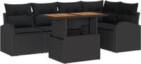 vidaXL Tuinbank Set 5 zitplekken Zwart Polyrattan Hoek loungeset
