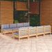 Maison Exclusive - Ensemble de jardin, composé de 9 pièces, avec coussins gris, en pin massif
