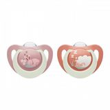 NUK First Choice Night fopspeen siliconen 6-18m 2 stuks roze