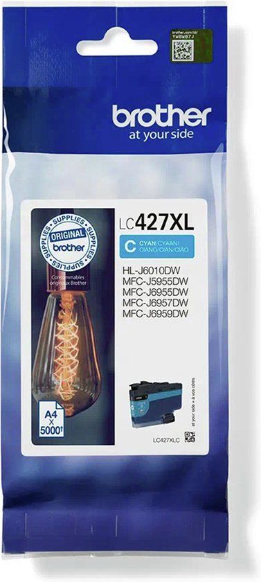 Brother LC-427XLC Cyan Ink Cartridge - High Yield - 5000 Pages - Compatible with Brother Printers