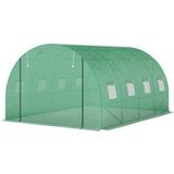 RDTD Serre Tunnel De Jardin 3 X 4 X 2 M Avec Porte Enroulable Et Grandes Fenêtres, En Acier Galvanisé Et Pe, Vert