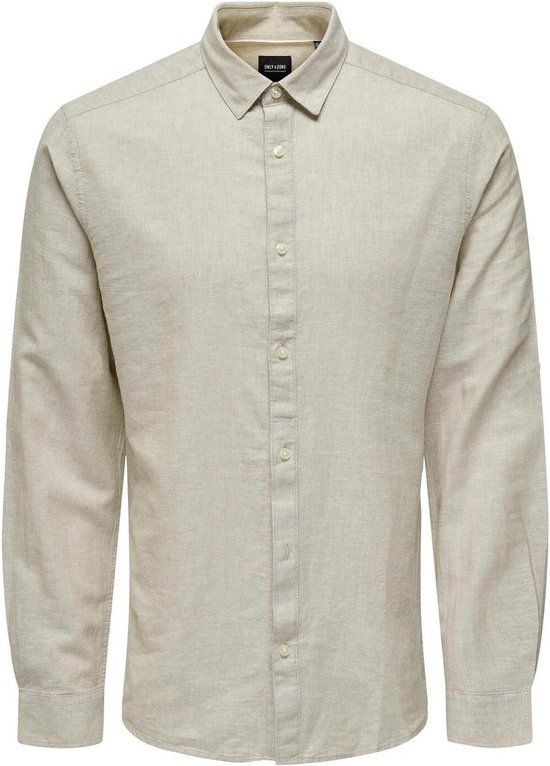 Only & Sons Onscaiden LS Solid Linen Shirt Noos - Beige - Men's XS