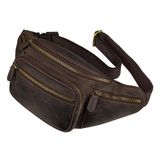 STILORD "Caspar" Riem Zak Leder Grote Vintage Riem Zak voor Heren Dames Kinderen Heupzak Moderne Riem Zak voor Jogging Festival Vakantie Echt Leder Kleur:donker - bruin