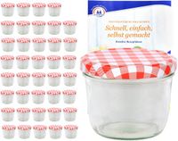 MamboCat Set van 40 bekers 230ml rood geblokt deksel + receptenboekje