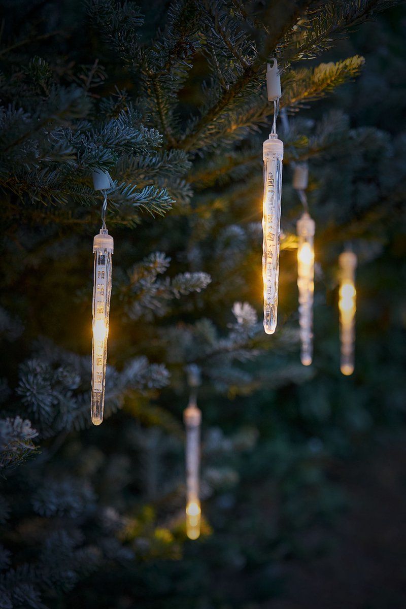 AMARE Kerstverlichting - IJspegel Verlichting - 10 IJspegels - 10 meter kabel - Warm Wit met sneeuwval effect