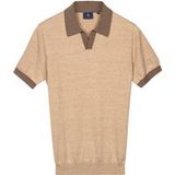 Baileys Modern Fit korte-mouwen trui lichtbruin, Effen