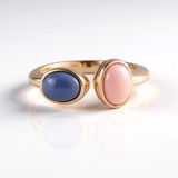 Cavill - Zilveren Ring met 1,8 ct Ovale Peruaanse Roze & Blauwe Opalen - 925 Sterling Zilver - Roségouden Plating - Elegante Cabochon Ring