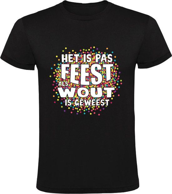 Sol's Het is pas feest als Wout is geweest Heren T-shirt Zwart - Maat S