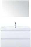 BES LED Maxx XL Badmeubelset 100 cm - Wit Hoogglans - Wastafel Just 1 Kraangat met Spiegel