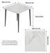 Table de salle à manger 80x80 cm - Table de cuisine carrée - Plateau en pierre frittée/marbre - Pieds en métal - Pour 4 personnes - Design moderne - Blanc
