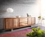 DELIFE meuble TV Live-Edge Acacia naturel 200 cm 4 portes 2 tiroirs bord de tronc meuble TV