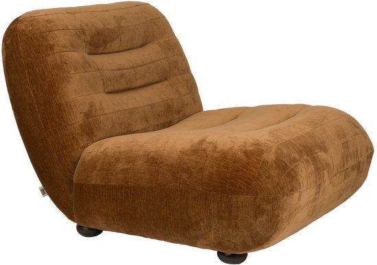 Dutchbone Wyatt Fauteuil Velours Cognac Bruin