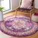 Safavieh Boho Chic tapijt voor woonkamer, eetkamer, slaapkamer - Monaco Collection, korte pool, violet en fuchsia, 120 x 120 cm