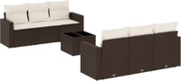 vidaXL 7-delige Loungeset met kussens poly rattan bruin