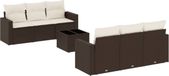 vidaXL 7-delige Loungeset met kussens poly rattan bruin