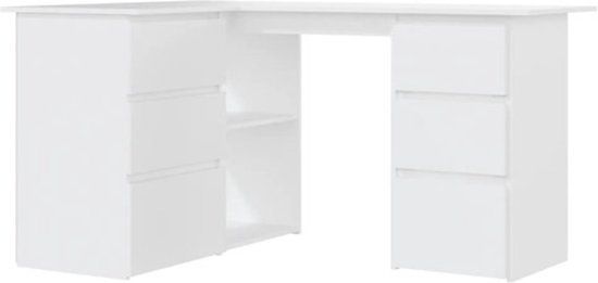 vidaXL Hoekbureau 145x100x76 cm Bewerkt Hout Wit