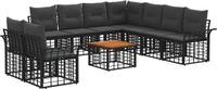 vidaXL Buiten bankenset 10 st Zwart en Donkergrijs Polyester