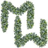 Merkloos Kunst Eukalyptus Girlande met Weidenbladeren - Realistische Wanddecoratie - 2 Stuks 1,8m