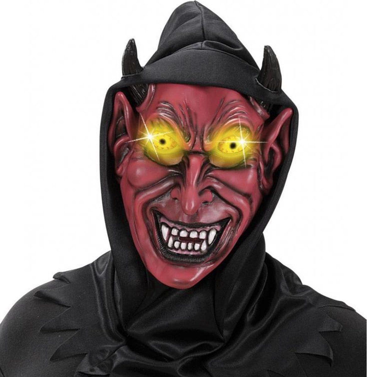 Halloween Rode duivel masker met capuchon voor volwassenen