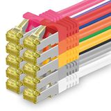 1aTTack.de Cat.7 netwerkkabel 1,5 m 10 kleuren 10 stuks Cat7 Ethernetkabel Netwerk LAN-kabel Onbewerkte kabel 10 Gb/s SFTP PIMF LSZH Set Patchkabel met RJ45-connector Cat.6a