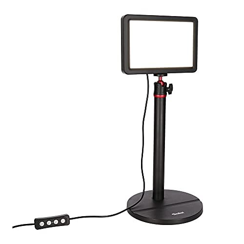 Rollei Lumis Key-Light, LED-videolamp inclusief tafelstatief met afstandsbediening op de kabel voor het verlichten van videostreams en conferenties 28555, zwart