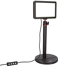 Rollei Lumis Key-Light, LED-videolamp inclusief tafelstatief met afstandsbediening op de kabel voor het verlichten van videostreams en conferenties 28555, zwart