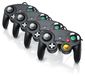 CSL Manette set van 4 stuks, Joypad voor Nintendo GameCube en Wii, manette met vibratie-effect, 2 analoge triggers, kruisknop, ergonomisch ontwerp, 1,5 meter kabel, 4 stuks, zwart