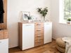 Commode JACKO 2 portes 4 tiroirs chêne sonoma/blanc