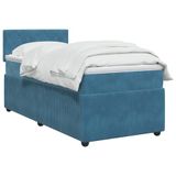 vidaXL Boxspringbed met matras, donkerblauw, 90 x 190 cm, fluweel