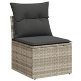 vidaXL 6-delige Loungeset met kussens, polyrattan, lichtgrijs