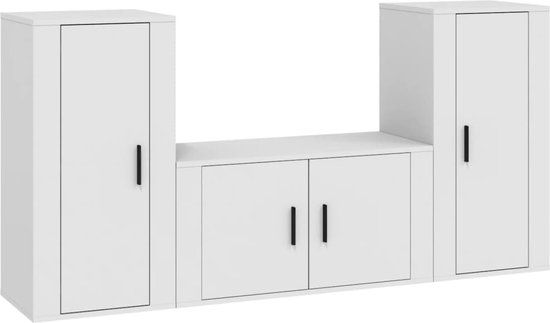 vidaXL 3-delige TV-meubelset bewerkt hout wit