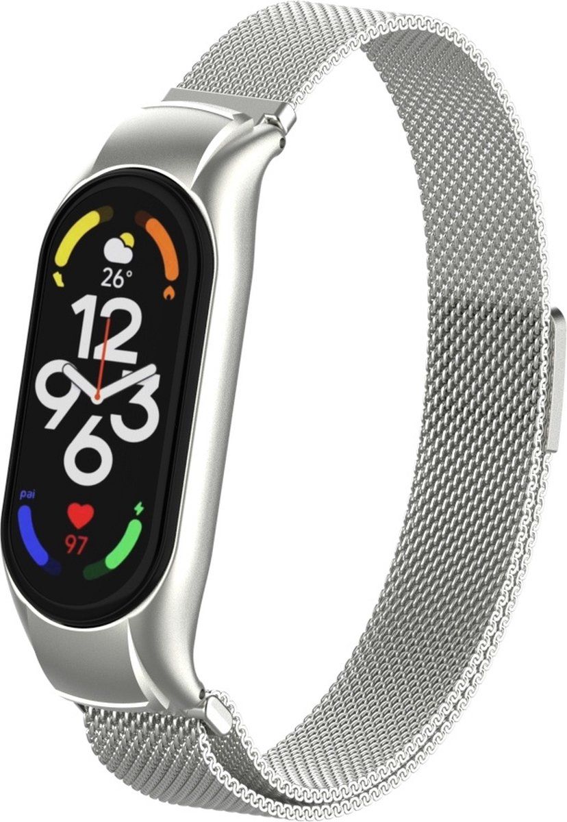 Strap-it Milanese band - zilver - Geschikt voor Xiaomi Mi Band 7