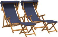 vidaXL Ligstoel 4 stuks 3 Posities Massief Eucalyptushout Blauw