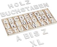 Merkloos Relaxdays Houten letters, 104-delige set, 5 cm, alfabet A-Z, decoratie, kinderkamer, wit/beige