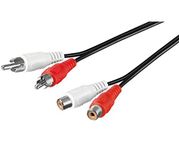 PremiumCord Cinch-kabel 5 m, 2x RCA stekker naar 2x RCA-aansluiting, audio verlengkabel, stereo audio, voor tv, mobiele telefoons, MP3, hifi, kleur zwart