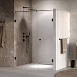 Brauer Void - Carving Nisdeur - 2-Delig - Helder Glas - 160 x 200 cm - Omkeerbaar - met Draaideur 70 cm - Aan Muur - incl. Glascoating - Mat Zwart