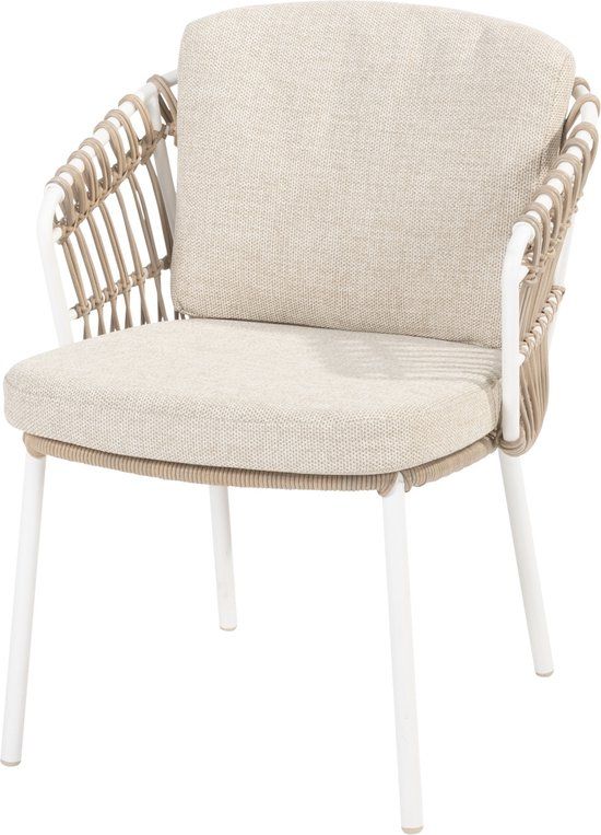 4 Seasons Outdoor Dalias dining tuinstoel taupe vlechtwerk inclusief kussen
