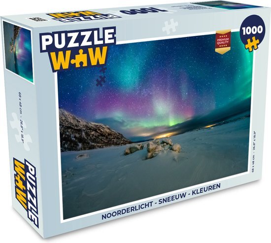 MuchoWow Puzzel Noorderlicht - Sneeuw - Kleuren - Legpuzzel - Puzzel 1000 stukjes volwassenen