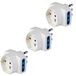 POLY POOL PP2364.3 adapter pluristandaard meervoudige adapter Schuko met Italiaanse stekker en Italiaanse aansluiting 10A/16A en Duits 16A kit met 3 adapters 250 V wit
