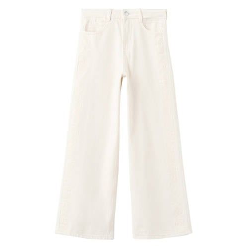 Mango Kids wide leg jeans beige Meisjes Denim Effen - maat 146