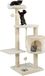 lionto krabpaal voor katten met 2 pluche ballen & speeltouw, hoogte 112 cm, kattenboom met sisaltouw & pluche, comfortabele ligplaats & hol, geschikt voor kleine & grote katten, beige/wit