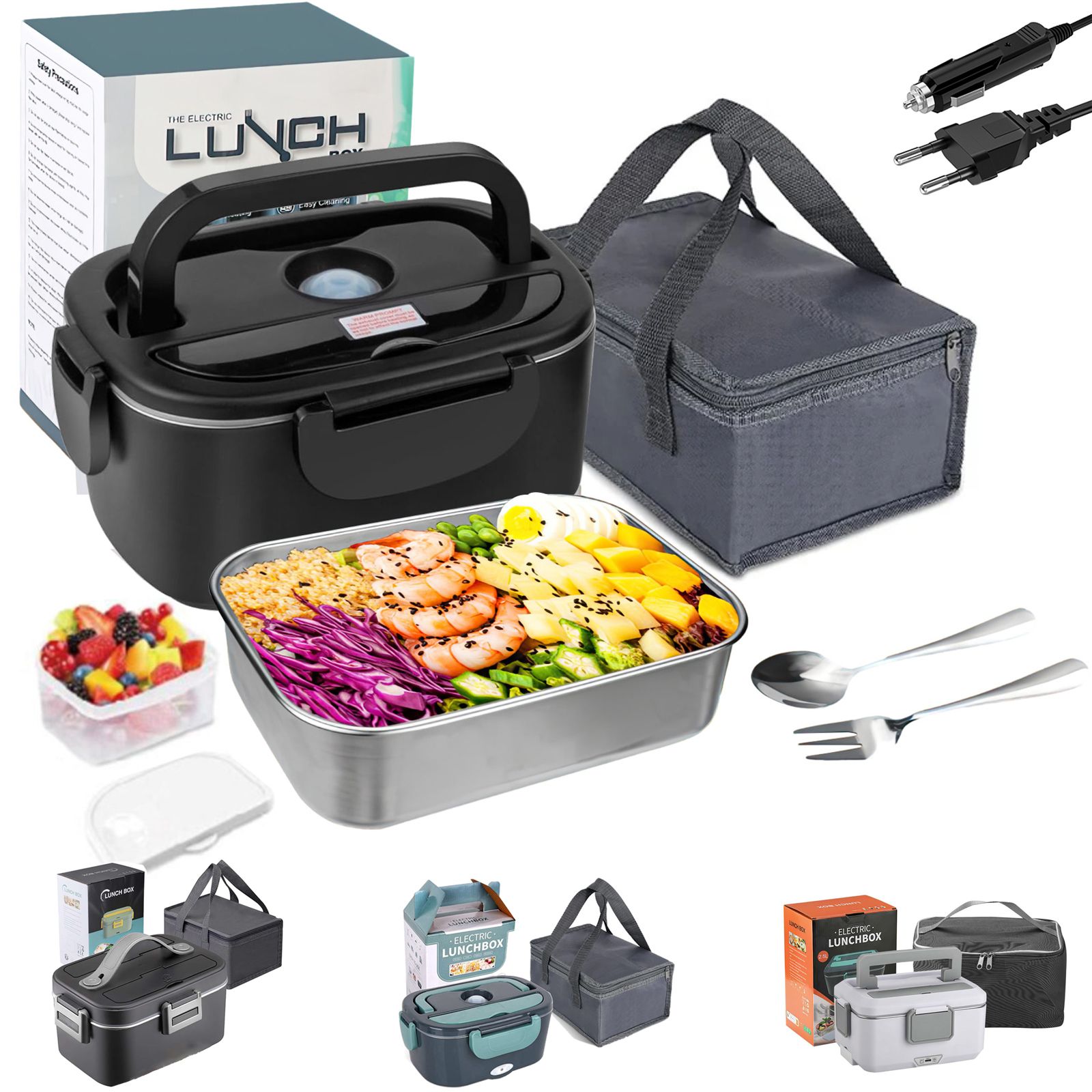 other Elektrische Verwarming Lunchbox 1.5L-2.5L 60W-90W 12/220V Roestvrijstalen Voering Draagbare Voedselverwarmer Bento Box Voedselcontainer voor Auto