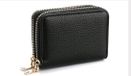 CHPN Goodies and Living Groothandel Zwarte portemonnee - Kleine zwarte Wallet - PU leer - 2 ritsen - Pasjes en muntgeld - Zwart - 11/8CM - CHPN