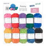 Gründl Wolle 6253-99 Funny Mini Shades Breigaren, Polyester, Assortie 20 Kleuren, 20 x 15g