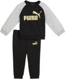 Puma Minicats Ess Raglan Crew Set FL Trainingspak Unisex Zwart Katoen Maat 74