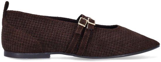 No Stress Dames Bruine suède ballerina's Maat 36