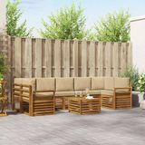 vidaXL - Bank loungeset - 7 zitplekken - Natuurlijk en beige - Massief acaciahout