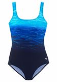 Lascana Badpak Basic Blauw Gemeleerd Mouwloos Ronde Hals