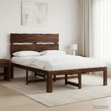 vidaXL Tweepersoonsbed met hoofdbord ROSTOCK Donkerbruin 140 x 190 cm