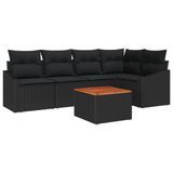 vidaXL - Tuinbank - Set - 4 zitplekken - Zwart - Polyrattan